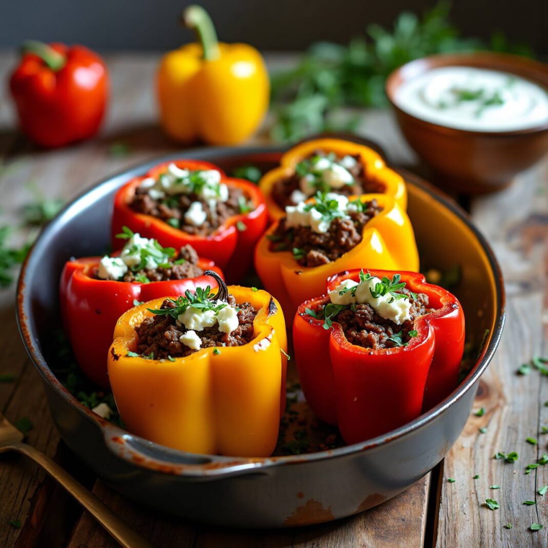 Gefüllte Paprika mit Hackfleisch und Frischkäse Rezept Gefüllte Paprika mit Hackfleisch und Frischkäse Rezept