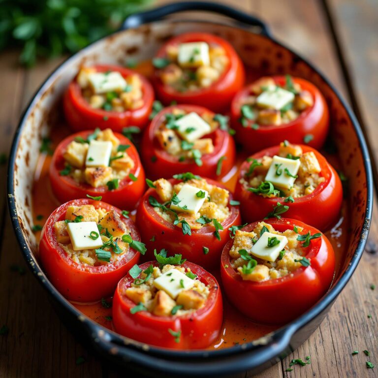 Gefüllte Tomaten mit Brot und Käse (Low Carb) Rezept