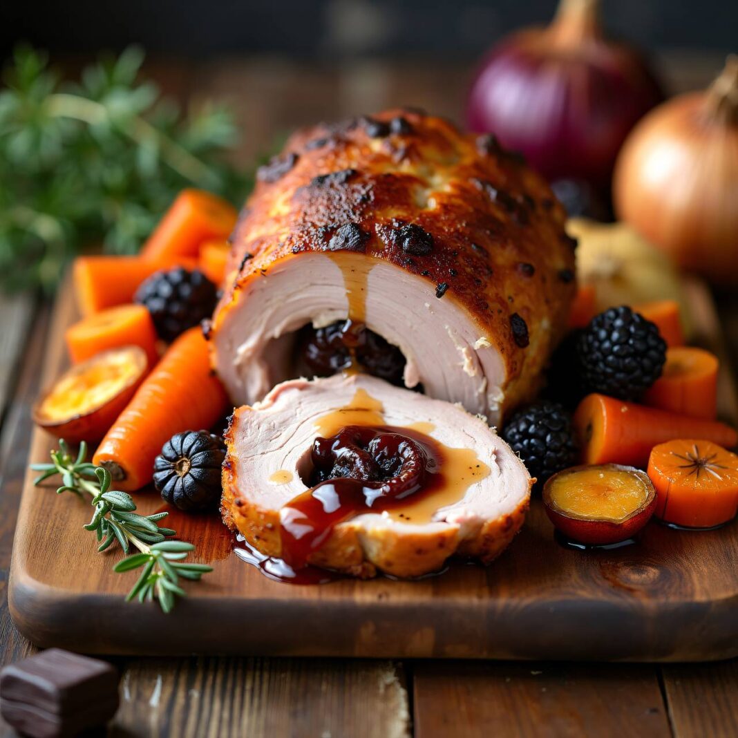 Gefüllter Schweinshals mit Dörrpflaumen Rezept Gefüllter Schweinshals mit Dörrpflaumen Rezept