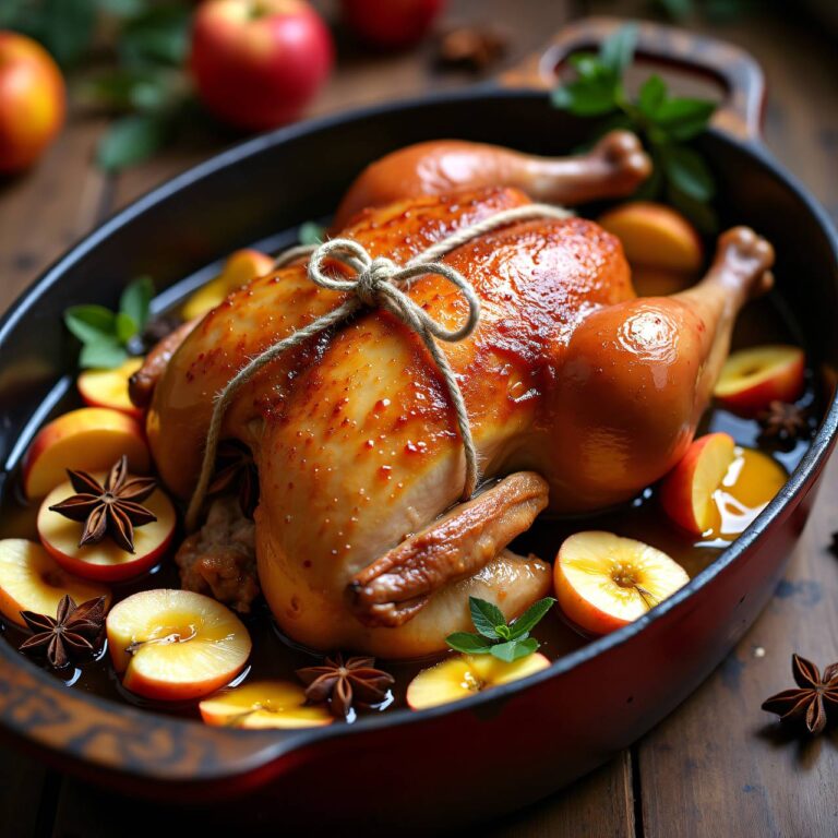Gefülltes Huhn mit Bratäpfeln Rezept