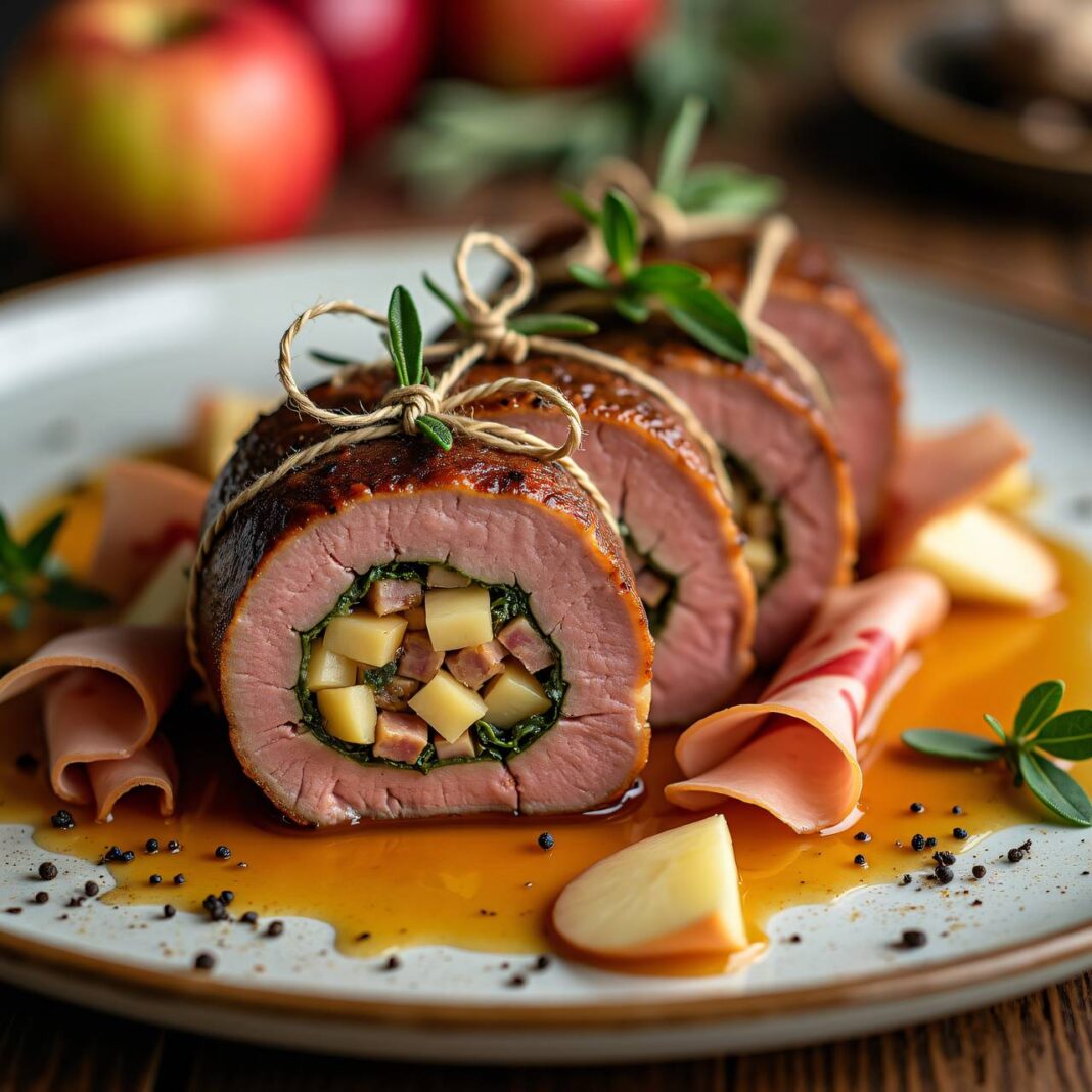 Gefülltes Kalbsfilet mit Salbei und Dörrfrüchten Rezept Gefülltes Kalbsfilet mit Salbei und Dörrfrüchten Rezept