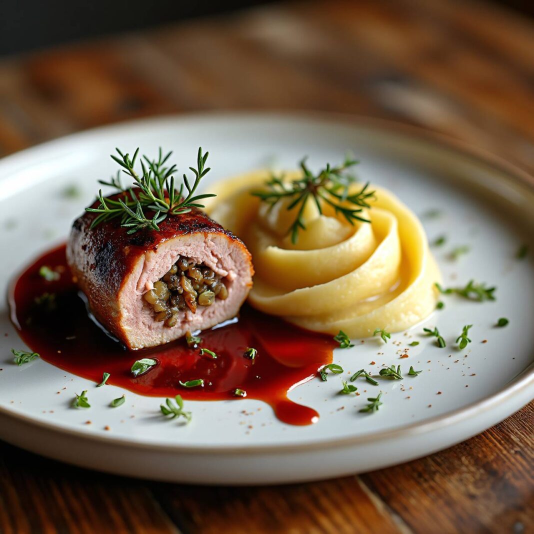 Gefülltes Kalbsfilet mit Trüffel-Kartoffelpüree Rezept Gefülltes Kalbsfilet mit Trüffel-Kartoffelpüree Rezept