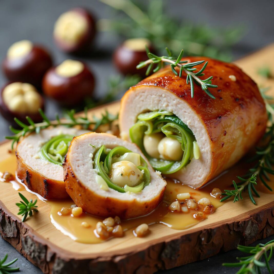 Gefülltes Schweinefilet mit Maronen und Lauch Rezept Gefülltes Schweinefilet mit Maronen und Lauch Rezept