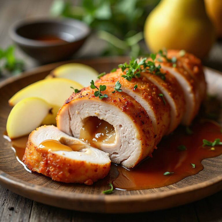 Gefülltes Schweinskarre mit Birnen-Nelken-Sauce Rezept