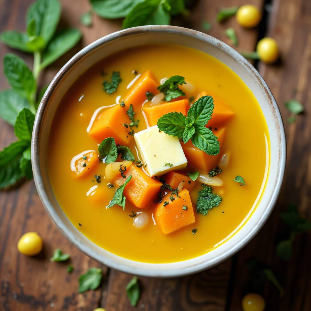 Gelbe Bohnensuppe mit Gewürzkräuterbutter Rezept Gelbe Bohnensuppe mit Gewürzkräuterbutter Rezept