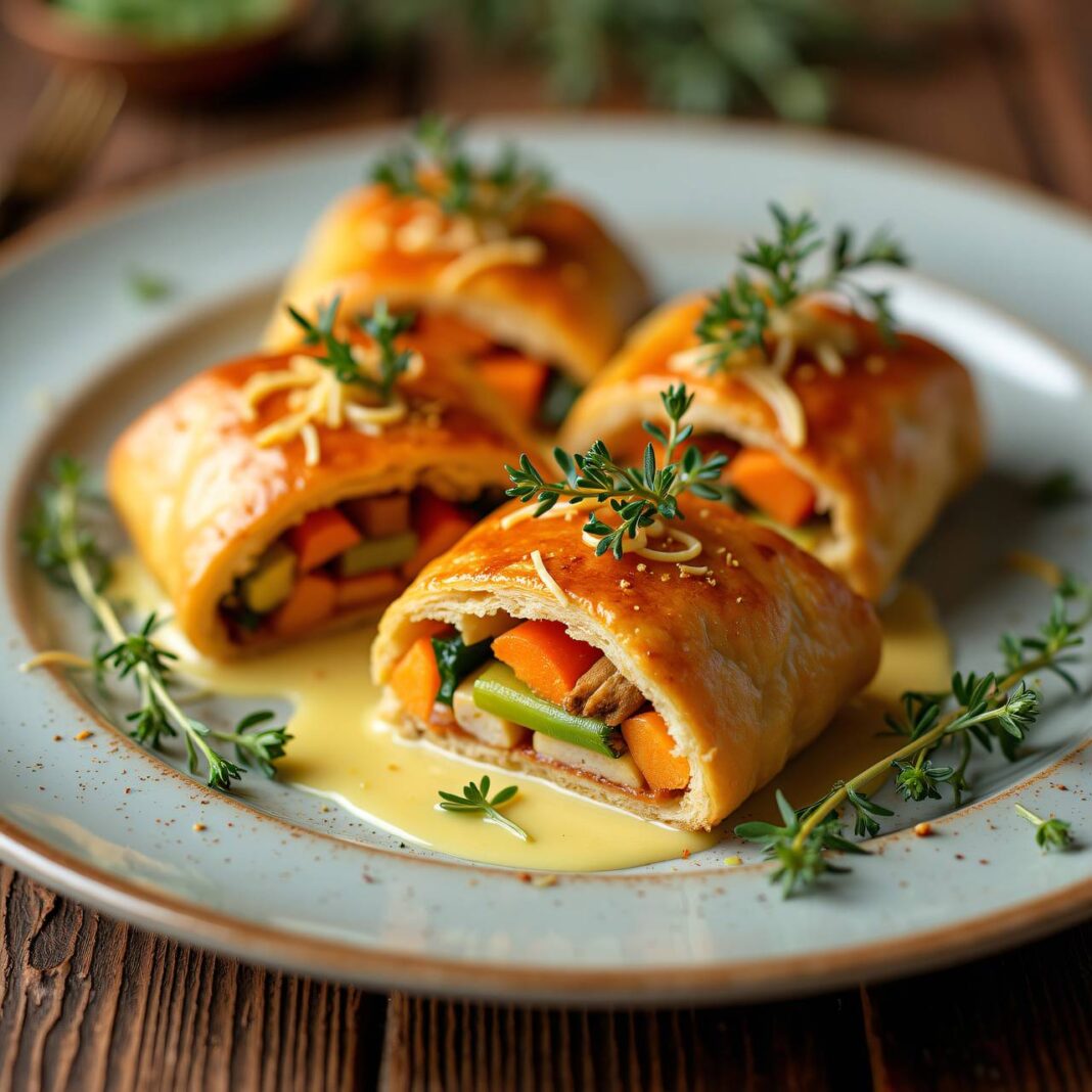 Gemüse-Jalousien mit Zitronenthymian-Sauce Rezept Gemüse-Jalousien mit Zitronenthymian-Sauce Rezept