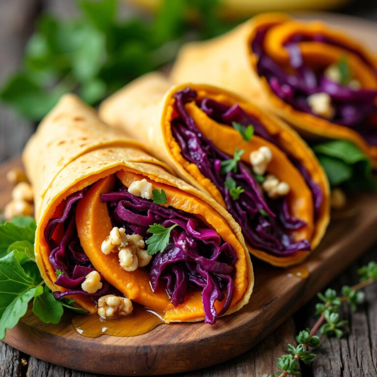 Gemüse-Wraps mit Kürbis und Rotkohl Rezept