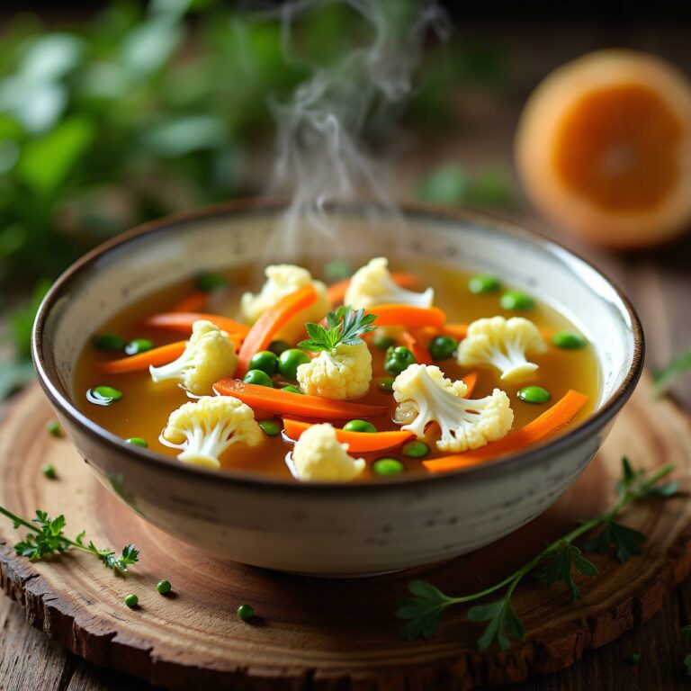 Gemüsebouillon mit Blumenkohl und Karotten Rezept