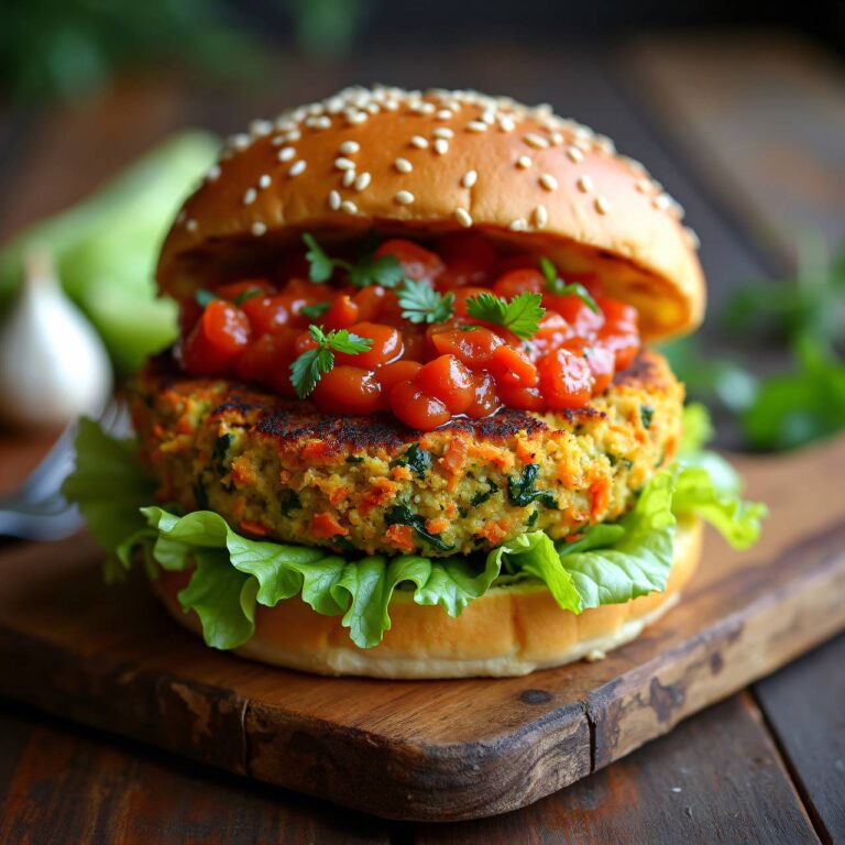 Gemüseburger mit roher Tomatensauce (Veggie-Burger) Rezept