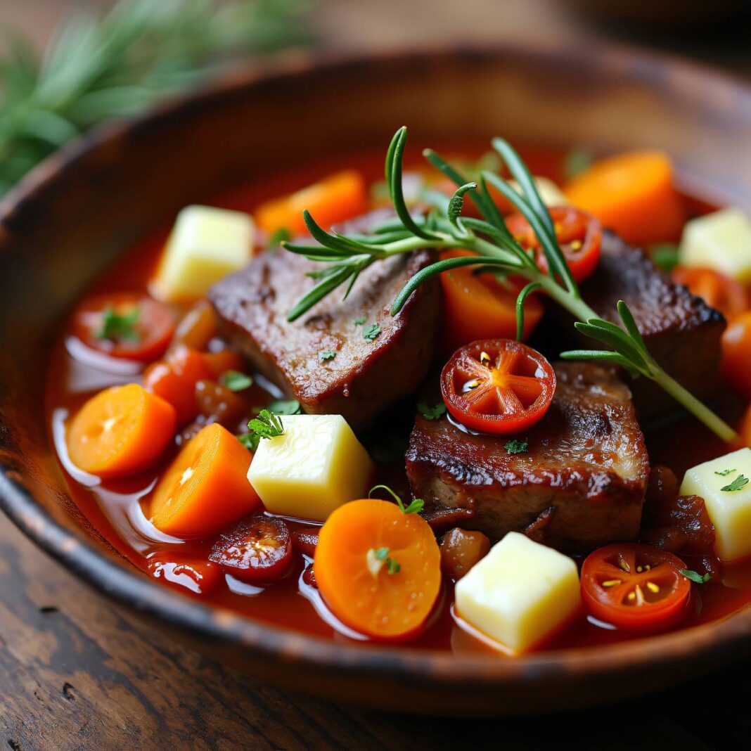 Gemüseeintopf mit Fleischstücken Rezept Gemüseeintopf mit Fleischstücken Rezept