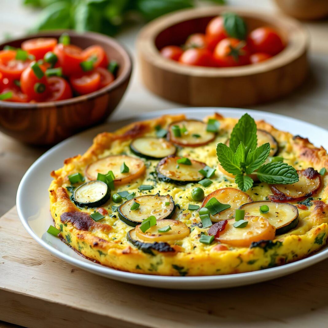Gemüsefrittata mit Tomatensalat Rezept Gemüsefrittata mit Tomatensalat Rezept