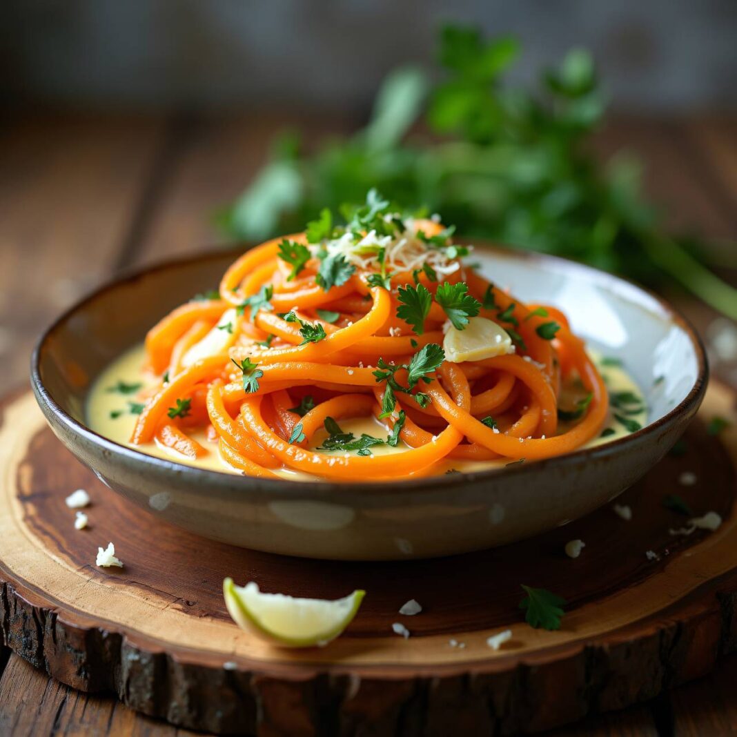 Gemüsenudeln mit Lauch-Käsesauce Rezept Gemüsenudeln mit Lauch-Käsesauce Rezept