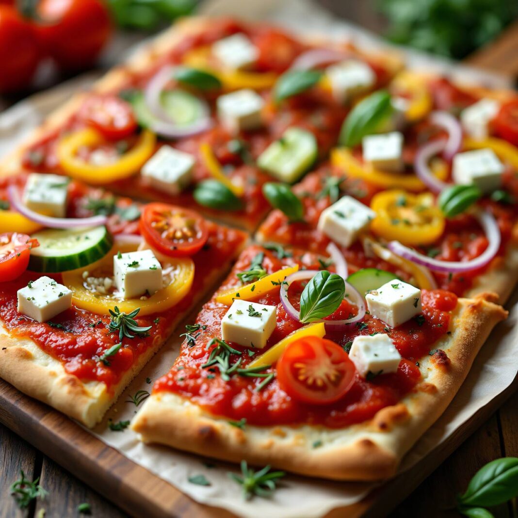 Gemüsepizza mit Frischkäse Rezept Gemüsepizza mit Frischkäse Rezept