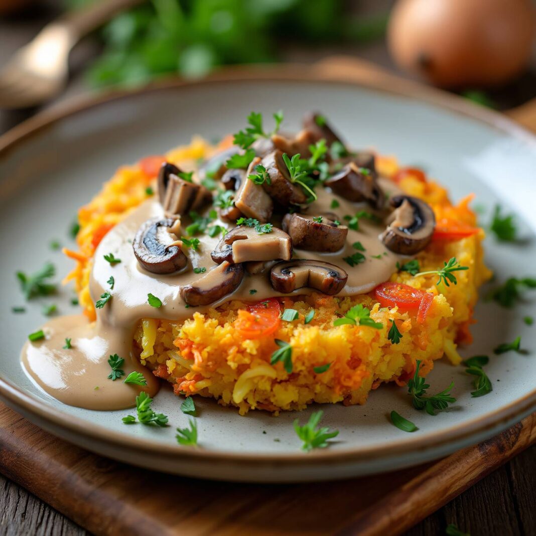 Gemüserösti mit Pilzrahmsauce Rezept Gemüserösti mit Pilzrahmsauce Rezept