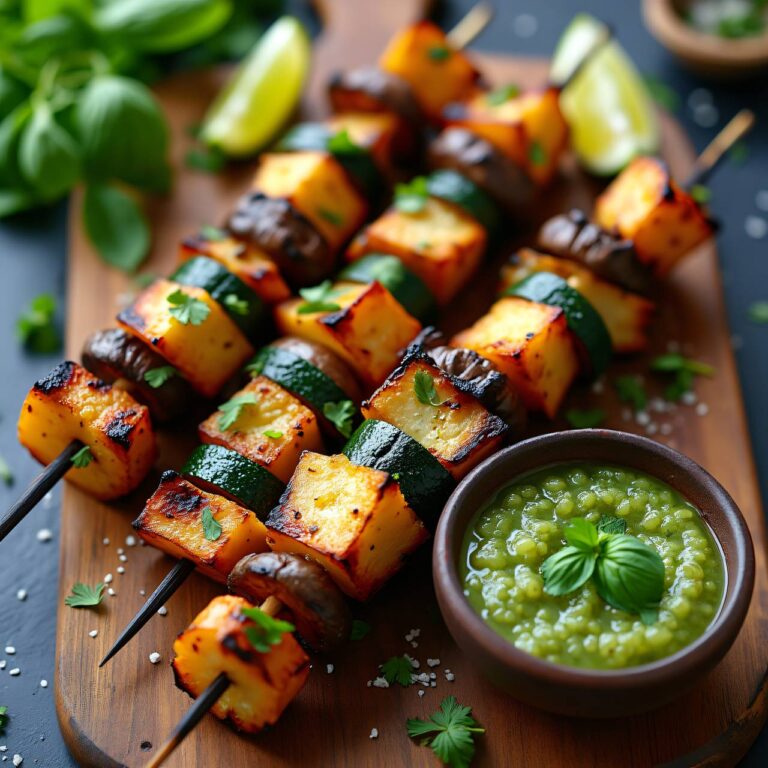 Gemüsespieße vom Grill mit Salsa verde Rezept