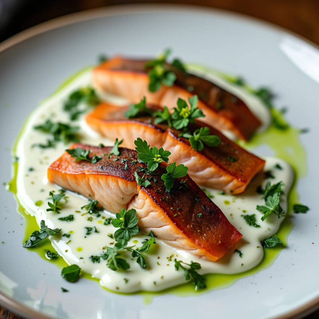 Geräucherte Forellenfilets mit Kerbel-Joghurt Rezept Geräucherte Forellenfilets mit Kerbel-Joghurt Rezept