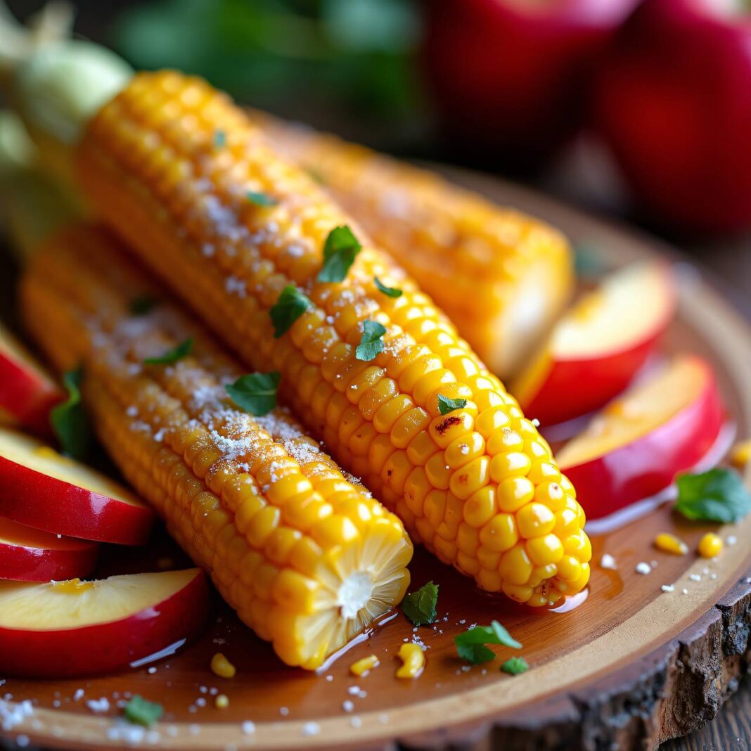 Gerösteter Mais mit Apfelschnitzen Rezept Gerösteter Mais mit Apfelschnitzen Rezept