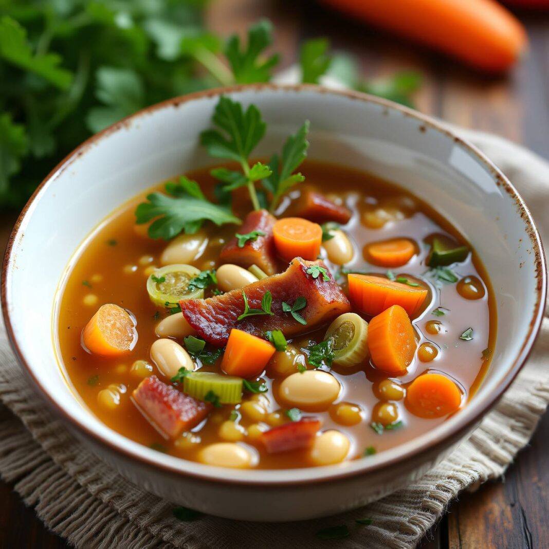 Gersten-Bohnen-Suppe mit Speck Rezept Gersten-Bohnen-Suppe mit Speck Rezept