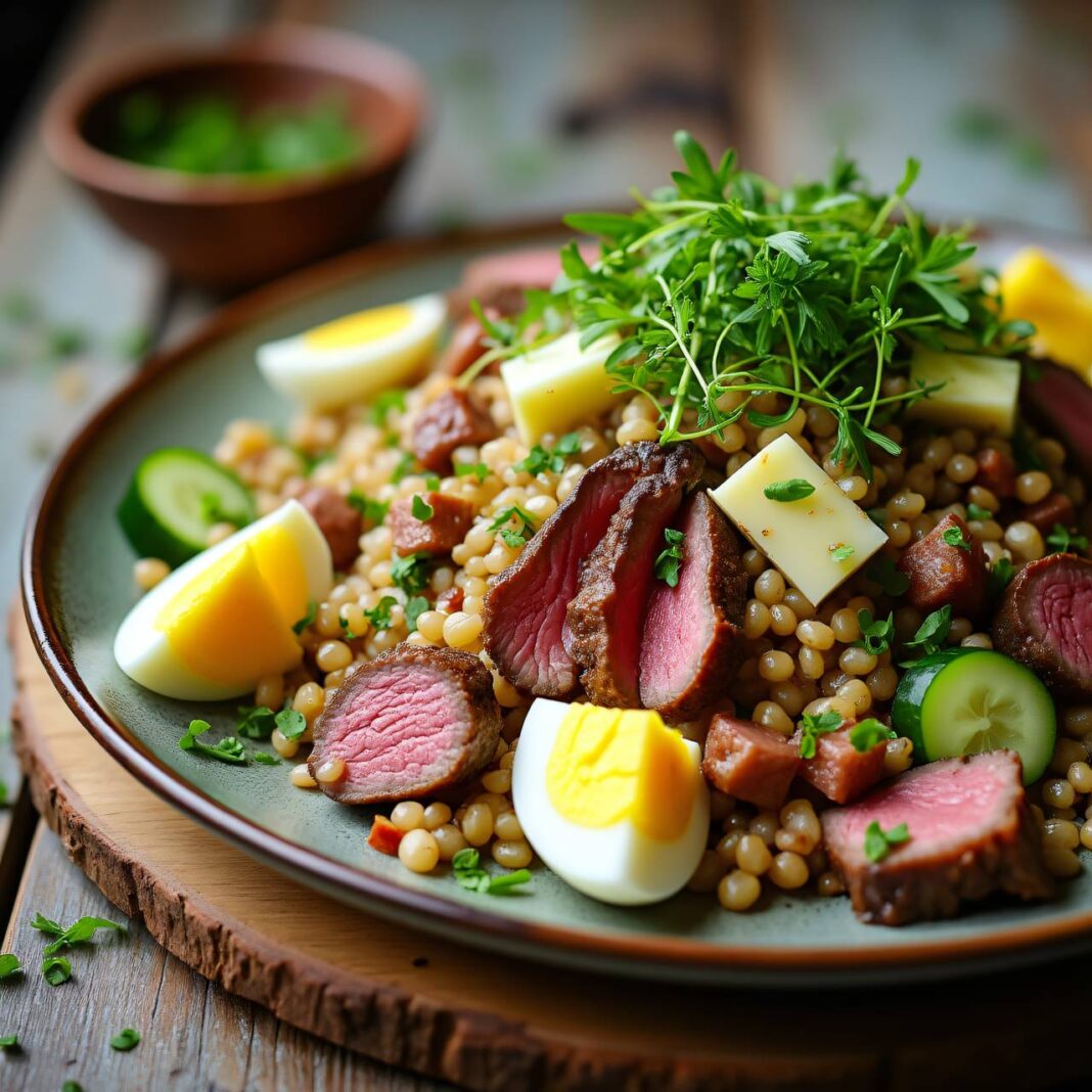 Gerstensalat mit zweierlei Käse Rezept Gerstensalat mit zweierlei Käse Rezept