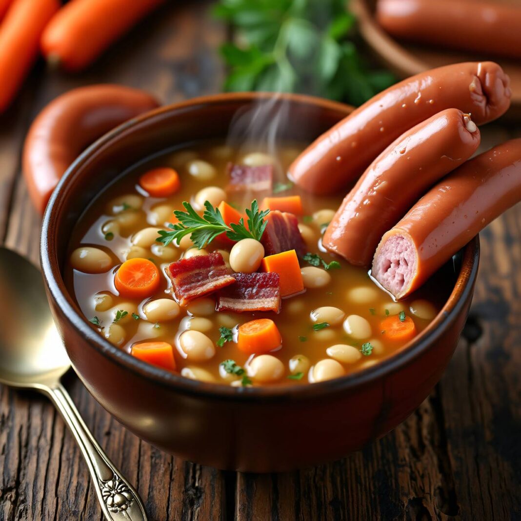 Gerstensuppe mit Bohnen, Gemüse und Speck Rezept Gerstensuppe mit Bohnen, Gemüse und Speck Rezept