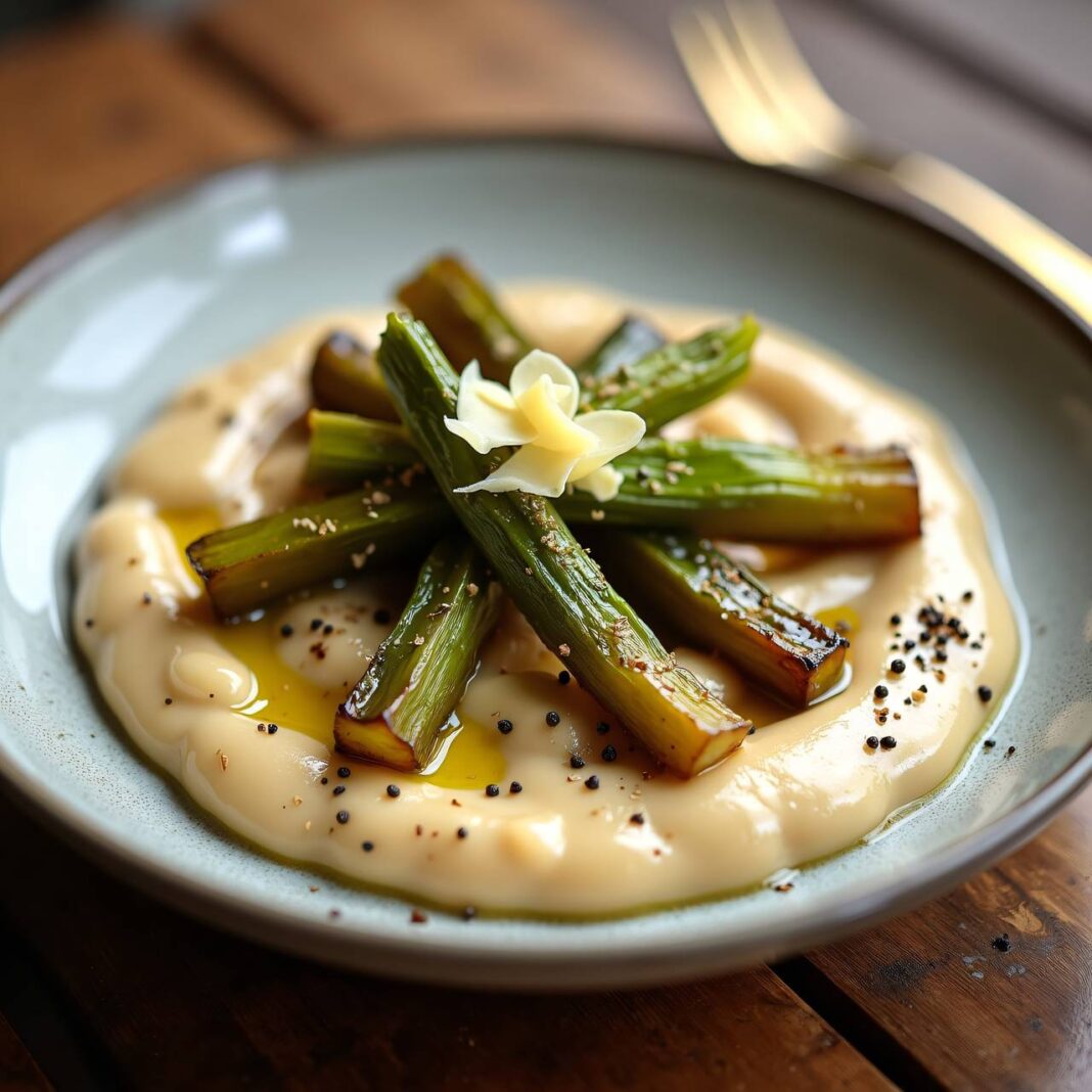 Geschmorter Lauch mit Bohnencreme Rezept Geschmorter Lauch mit Bohnencreme Rezept