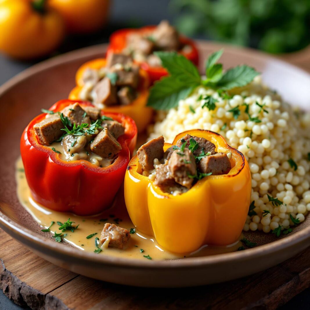 Geschnetzeltes in Paprikaschalen Rezept Geschnetzeltes in Paprikaschalen Rezept