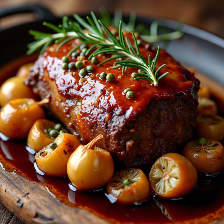 Gespickter Rindsbraten aus dem Rohr mit Orangenmarinade Rezept