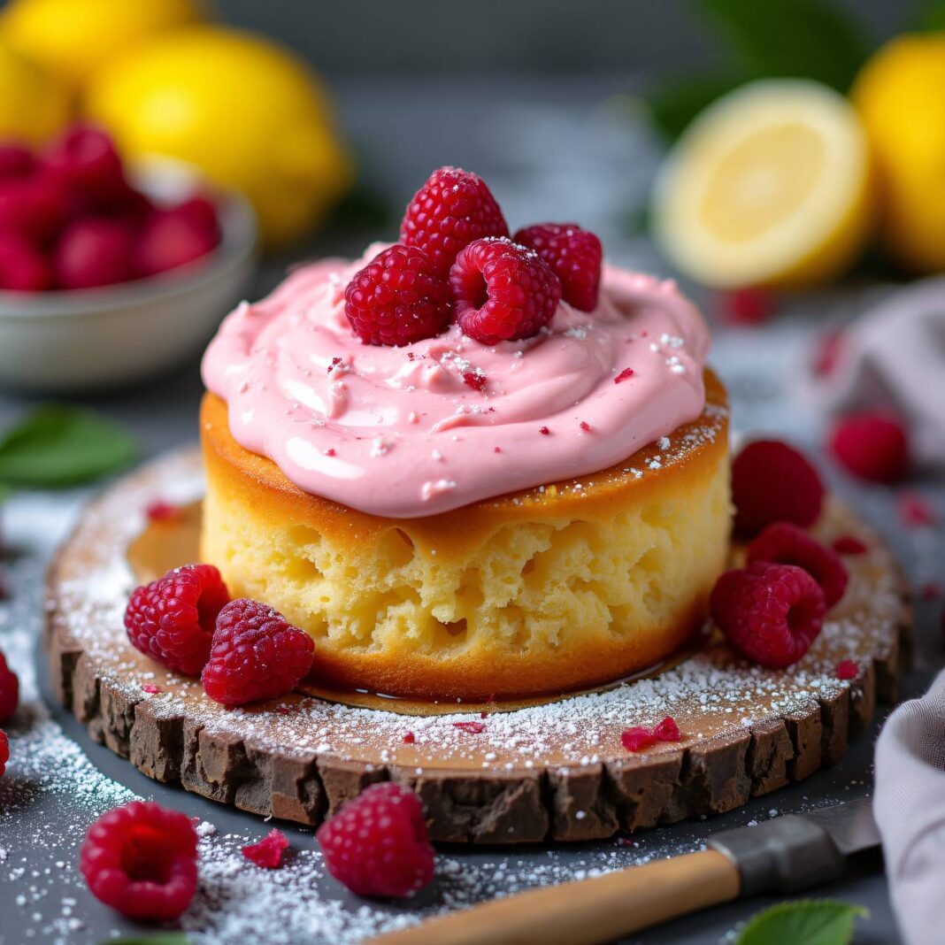 Getränkter Zitronencake mit Himbeer-Sahne Rezept Getränkter Zitronencake mit Himbeer-Sahne Rezept