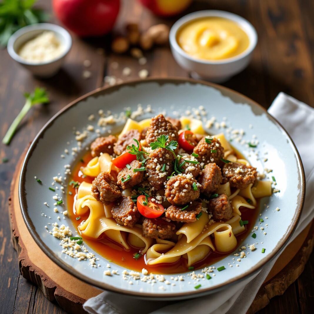 Ghackets mit Hörnchen-Nudeln, Wirz und getrockneten Tomaten Rezept Ghackets mit Hörnchen-Nudeln, Wirz und getrockneten Tomaten Rezept