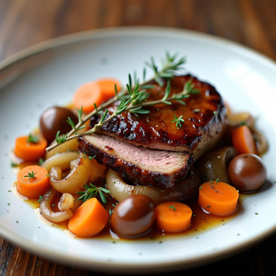 Glasierte Kalbsnuss mit Maronen Rezept Glasierte Kalbsnuss mit Maronen Rezept