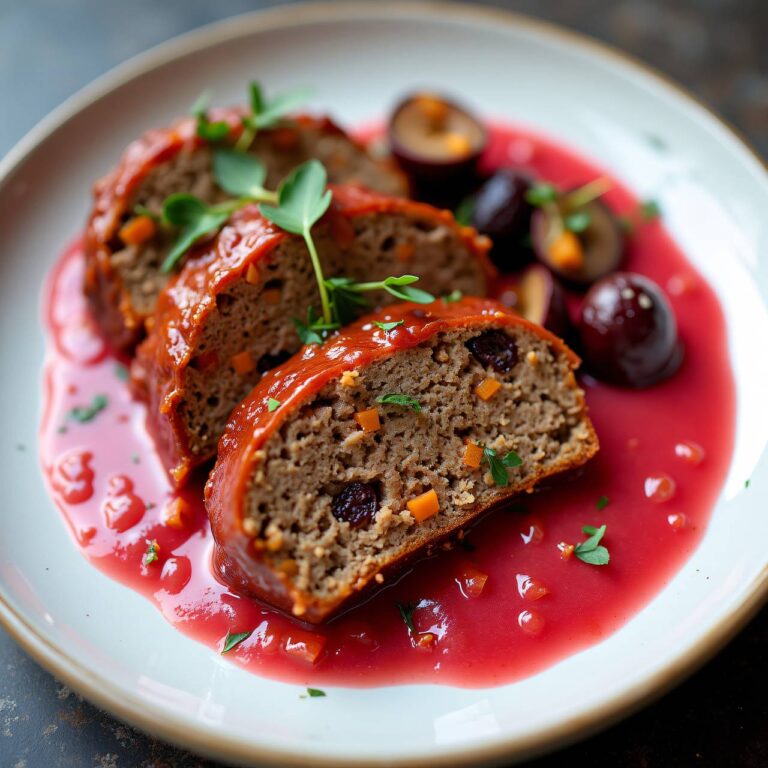Glasierter Hackbraten mit Rhabarbersauce Rezept