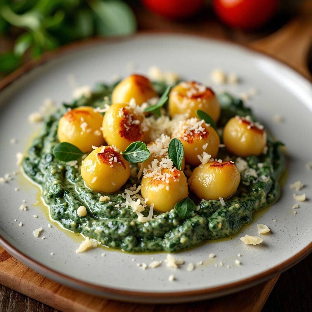 Gnocchi mit Spinat-Sahnesauce Rezept Gnocchi mit Spinat-Sahnesauce Rezept