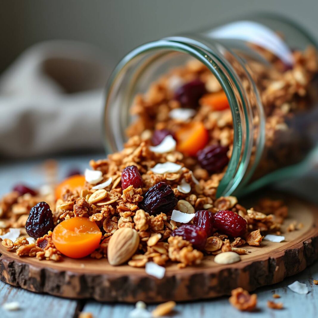 Granola mit Trockenfrüchten Rezept Granola mit Trockenfrüchten Rezept