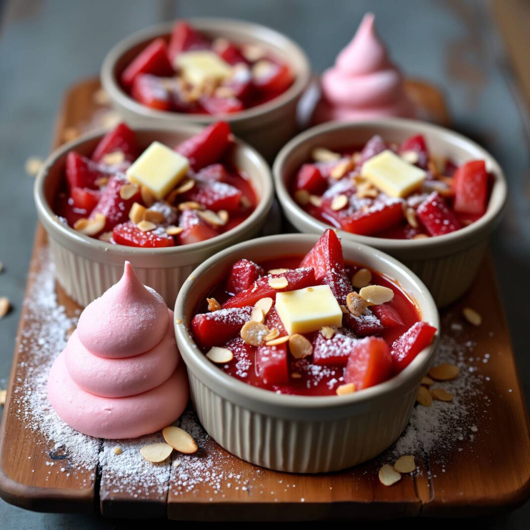 Gratinierte Rhabarber mit Erdbeer-Schaum Rezept Gratinierte Rhabarber mit Erdbeer-Schaum Rezept