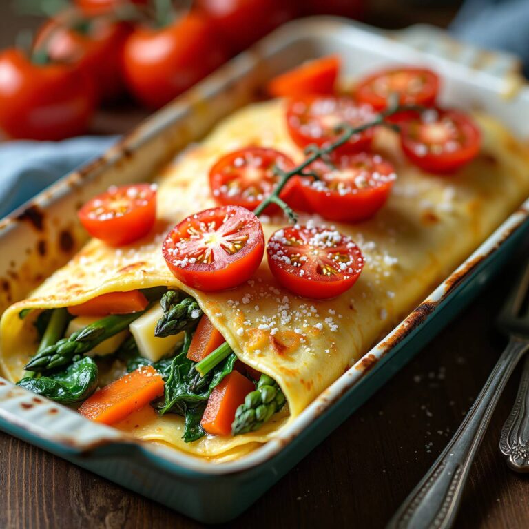 Gratinierte Urdinkel-Crêpes mit Gemüsefüllung Rezept