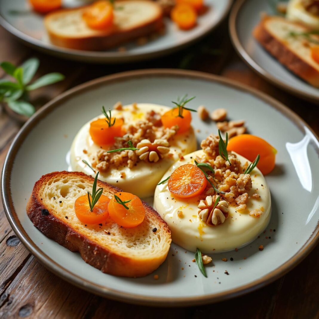 Gratinierte Walnusscrème mit Käseschnittchen Rezept Gratinierte Walnusscrème mit Käseschnittchen Rezept