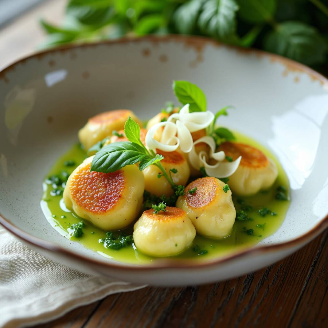 Griess-Gnocchi an Kohlrabi-Bärlauch-Sauce Rezept Griess-Gnocchi an Kohlrabi-Bärlauch-Sauce Rezept