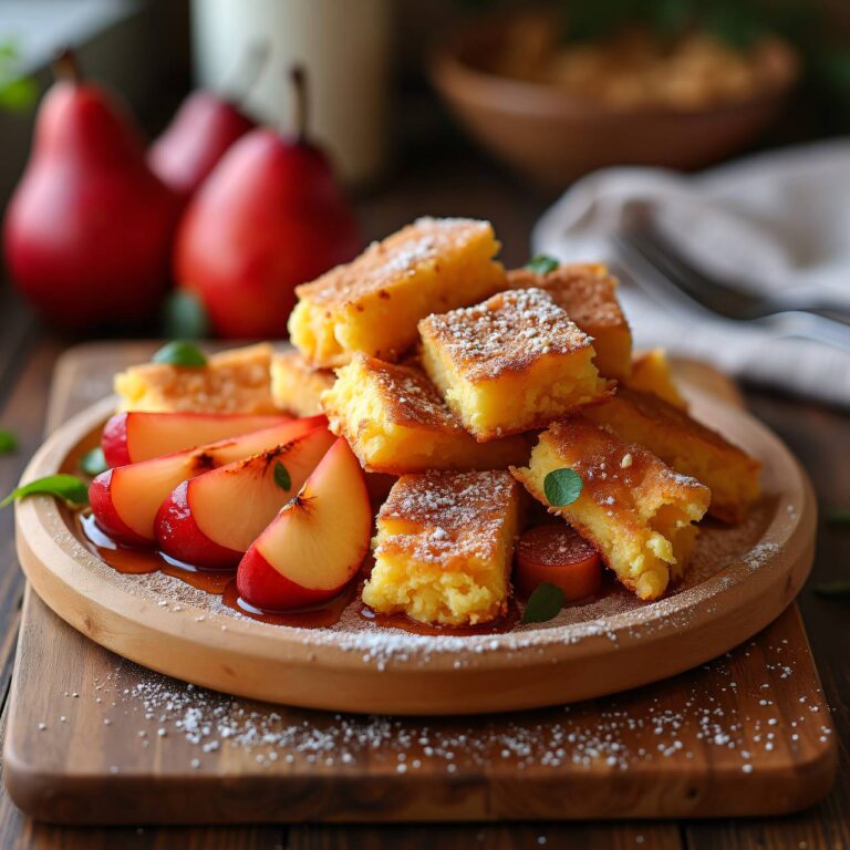 Griess-Kaiserschmarrn mit roten Birnen Rezept