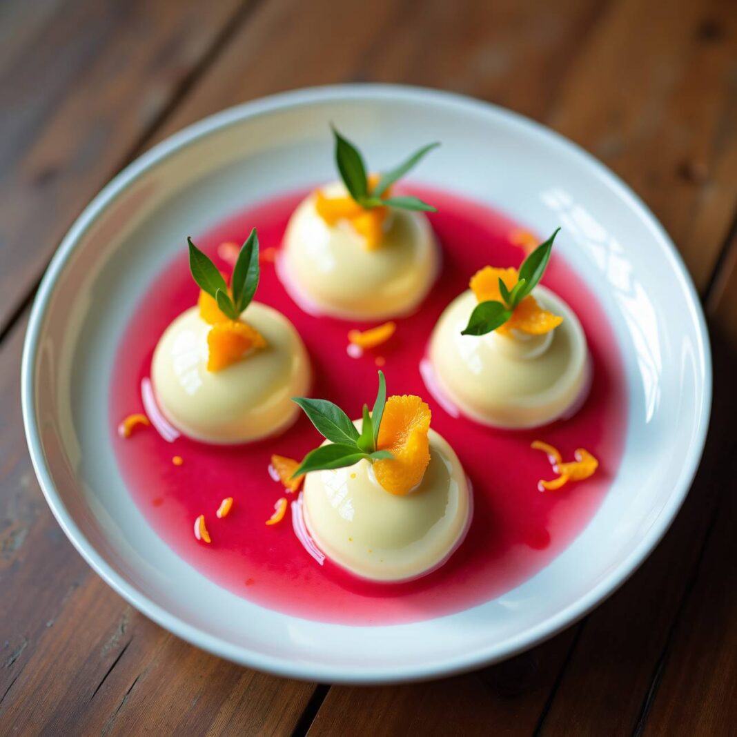 Griess-Mousse mit Rhabarbersauce Rezept Griess-Mousse mit Rhabarbersauce Rezept