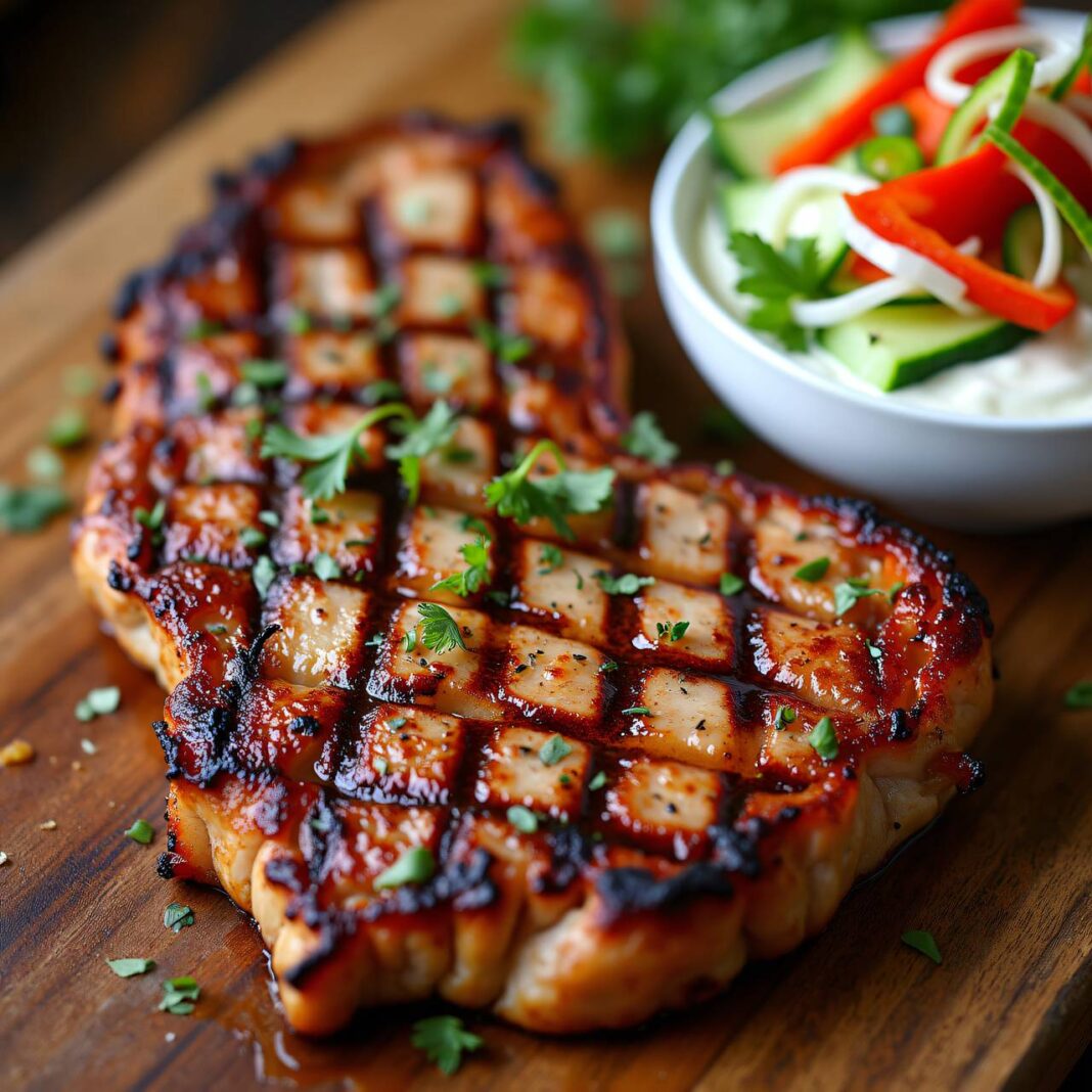 Grill-Steak mit Joghurt-Gemüse Rezept Grill-Steak mit Joghurt-Gemüse Rezept