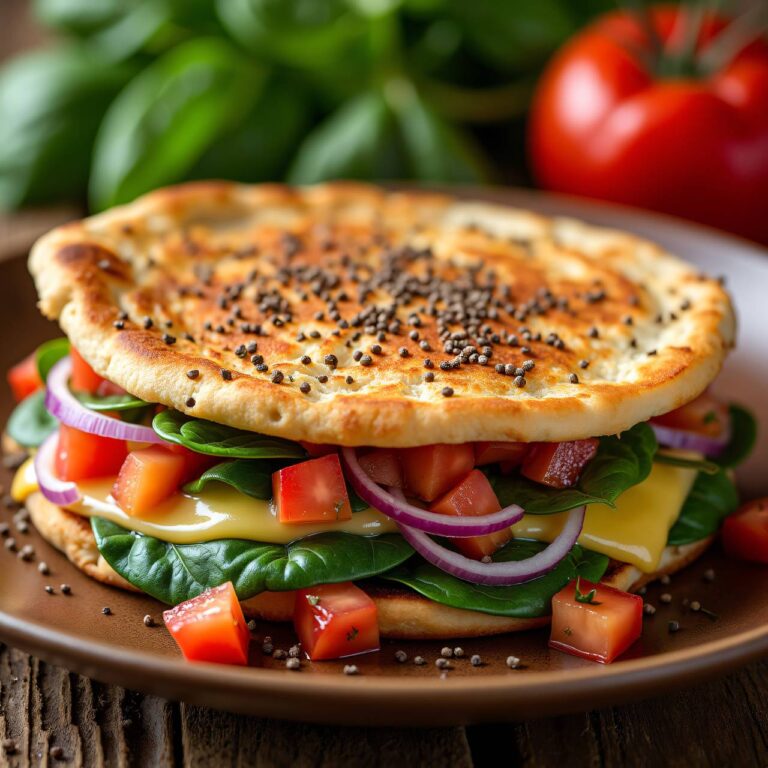 Grilled Cheese Sandwich mit Spinat und Tomaten (mit Pitabrot) Rezept