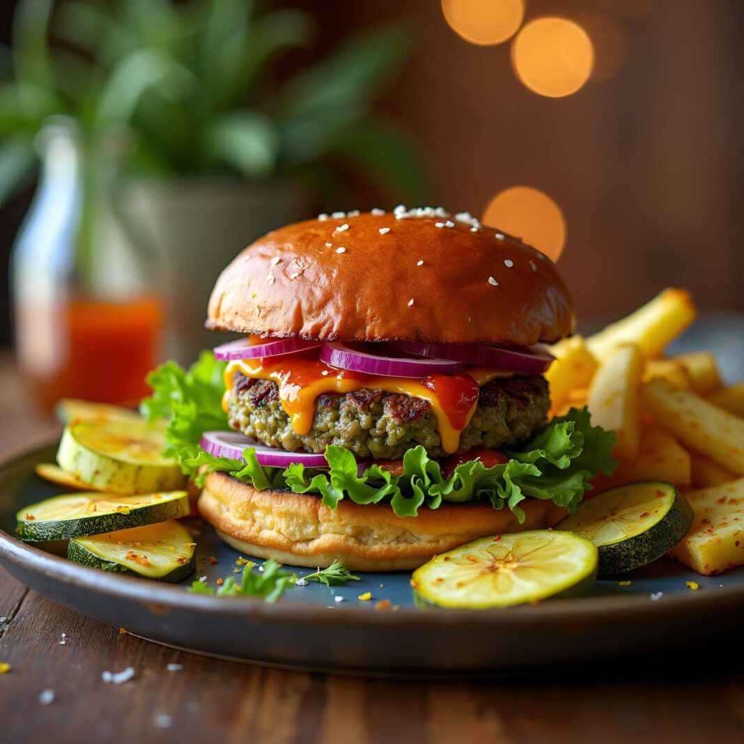 Grillkäse-Burger mit Zucchini-Pommes frites (Veggie-Burger) Rezept Grillkäse-Burger mit Zucchini-Pommes frites (Veggie-Burger) Rezept