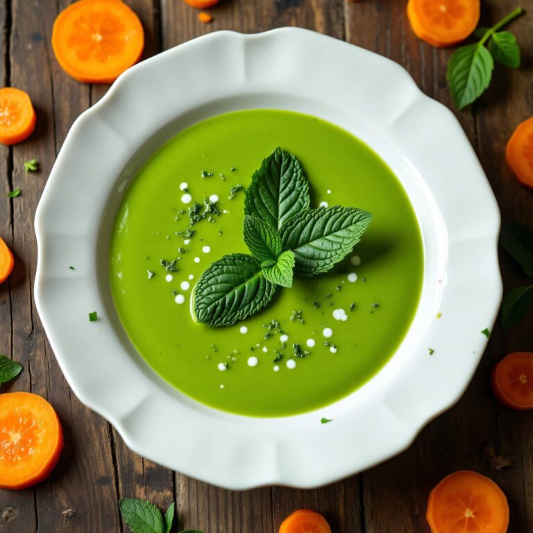Grüne Erbsencrème mit Minze Rezept