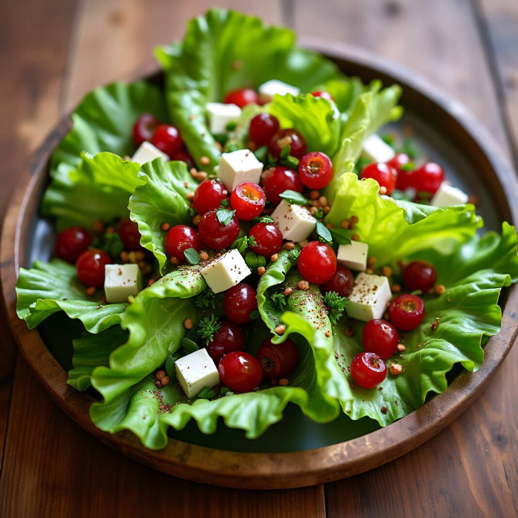 Grüner Lollo mit Johannisbeeren und Frischkäse Rezept Grüner Lollo mit Johannisbeeren und Frischkäse Rezept