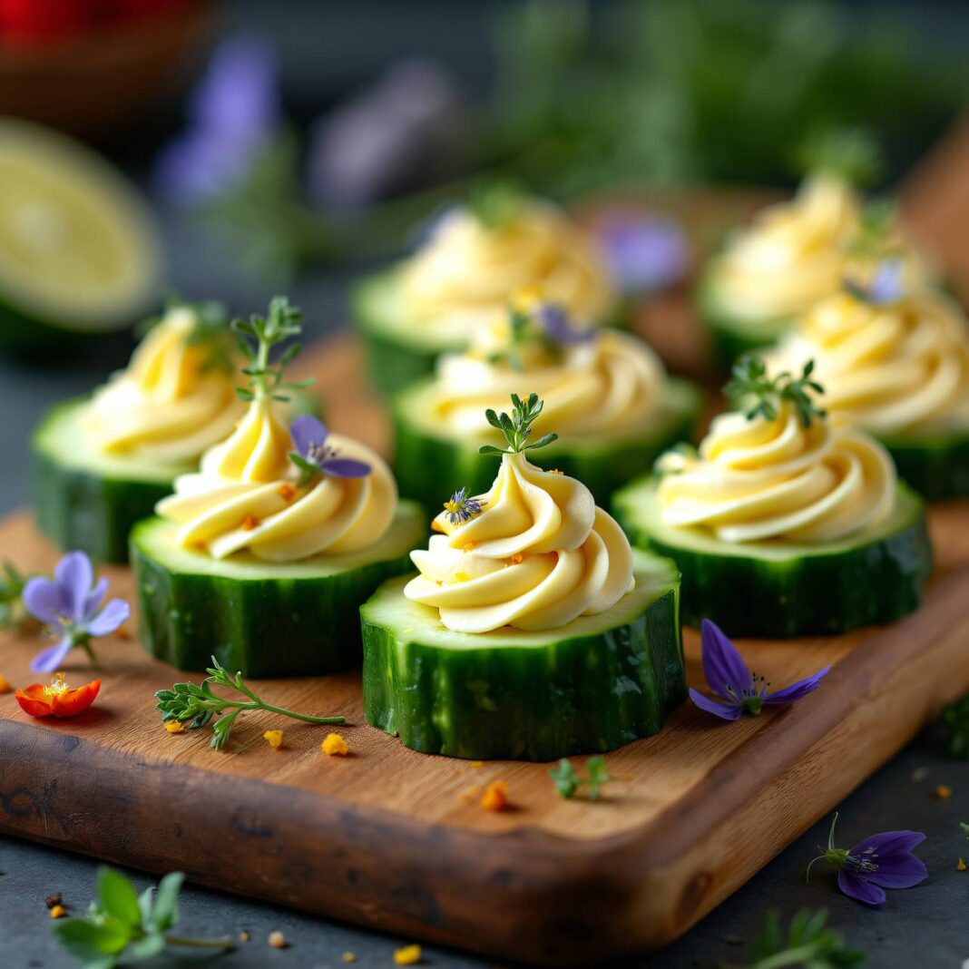 Gurke gefüllt mit Frischkäse Rezept Gurke gefüllt mit Frischkäse Rezept