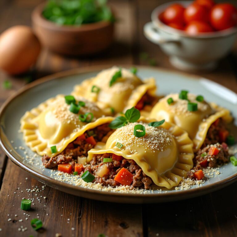 Gut gefüllte Riesenravioli Rezept