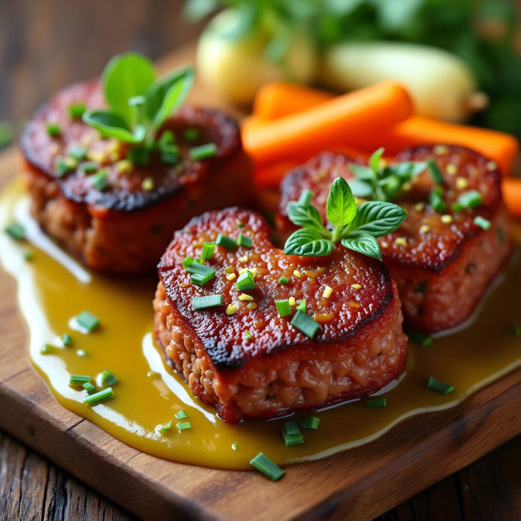 Hackfleisch-Herzen mit Karotten-Kohlrabi-Bündchen Rezept Hackfleisch-Herzen mit Karotten-Kohlrabi-Bündchen Rezept