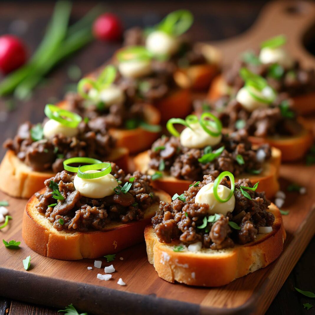 Hackfleisch-Morchel-Toast Rezept Hackfleisch-Morchel-Toast Rezept