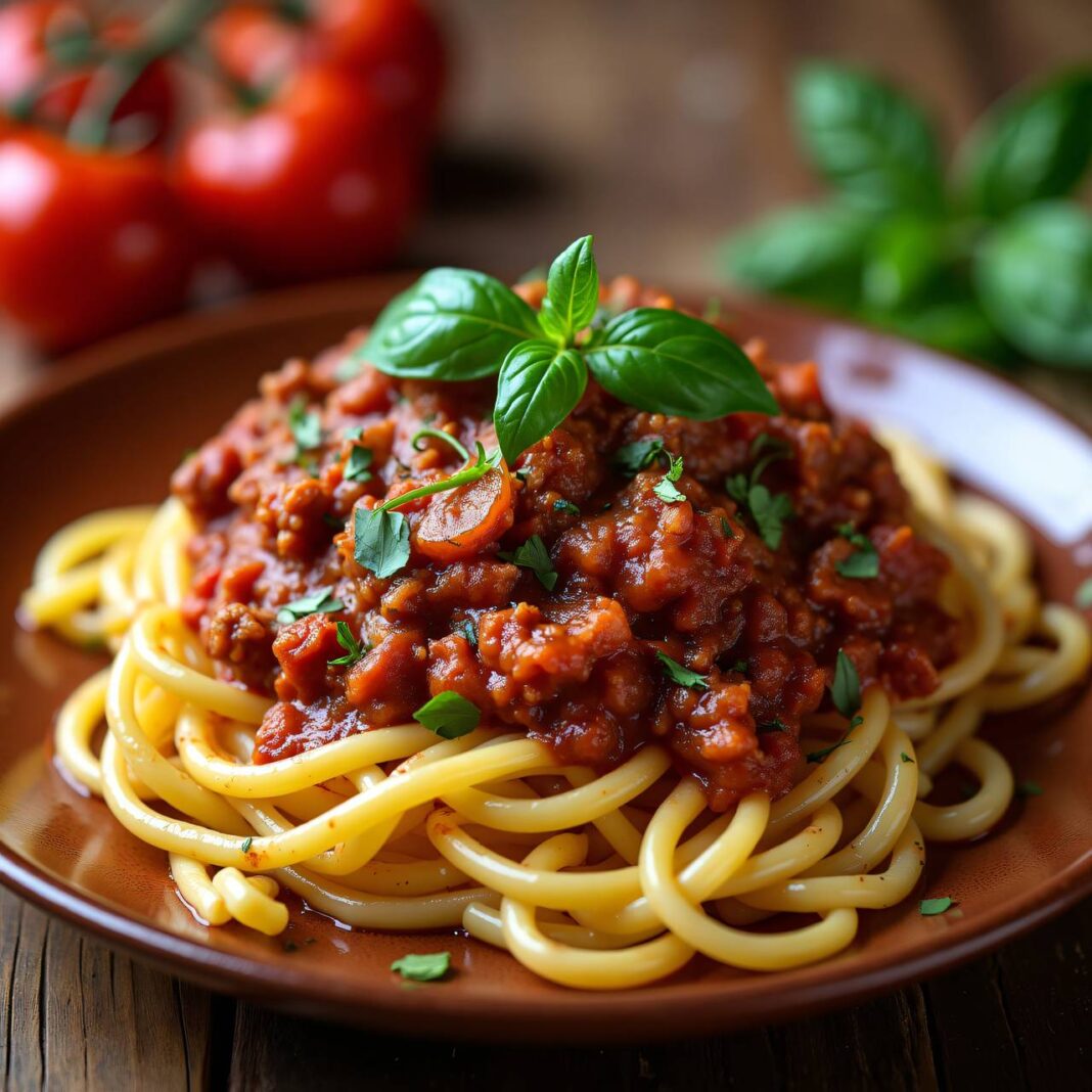 Hackfleischsugo auf Nudeln Rezept Hackfleischsugo auf Nudeln Rezept