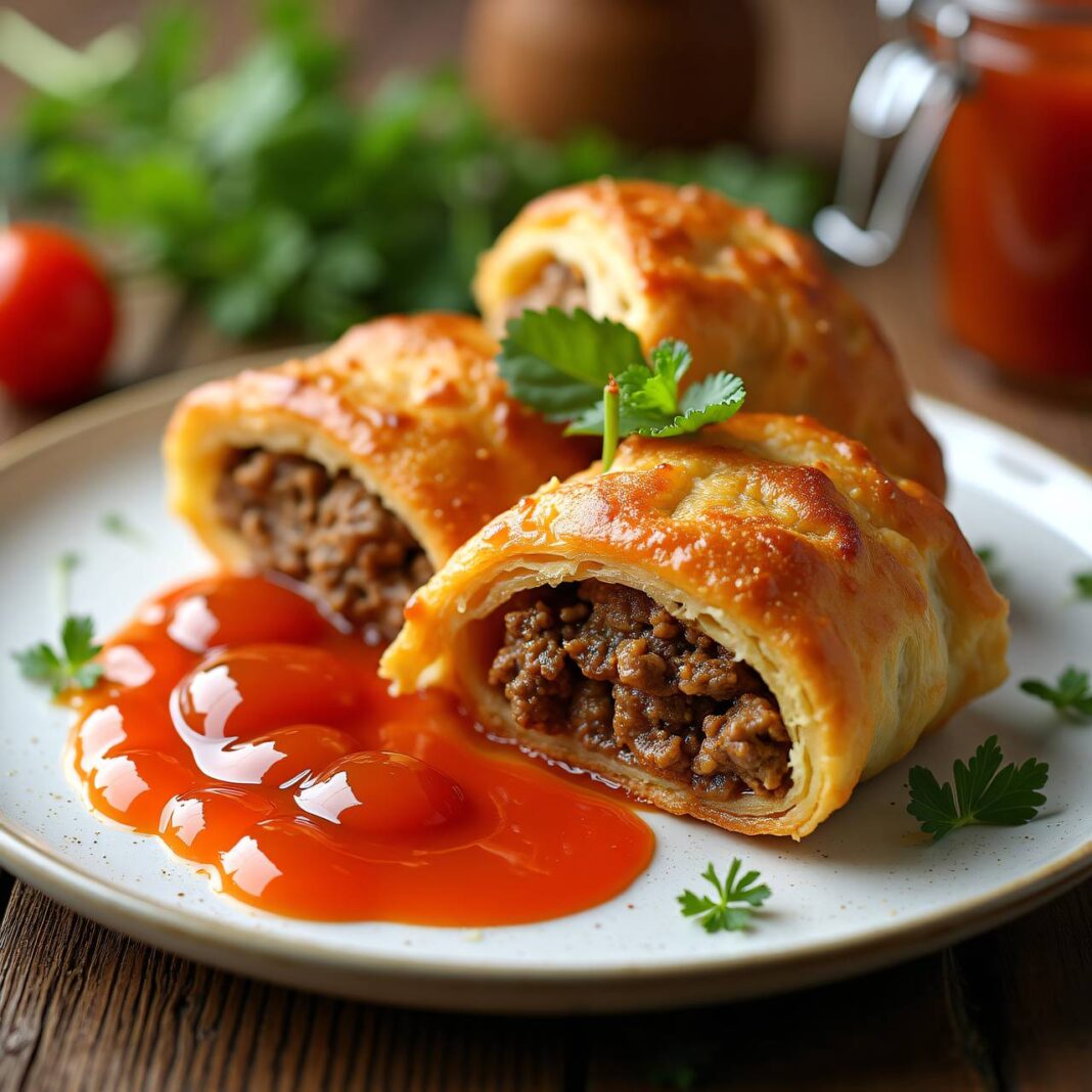 Hackstrudelchen mit süss-saurer Sauce Rezept Hackstrudelchen mit süss-saurer Sauce Rezept